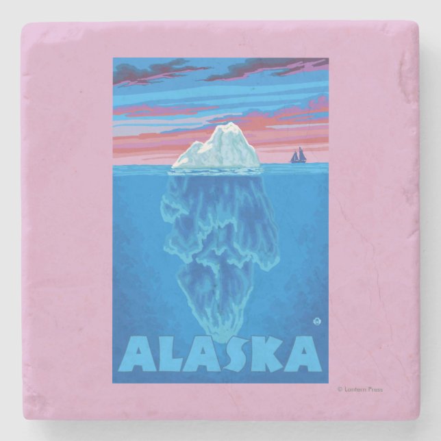 AlaskaIceberg vintage resoraffisch Stenunderlägg (Framsidan)