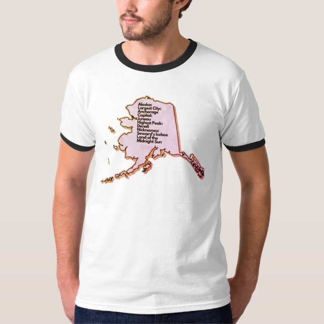 Alaskakarta och fakta t shirt (Framsida)