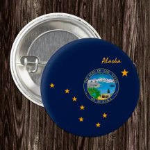 Alaskaknapp, patriotisk Alaska Flagga mode