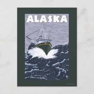 AlaskaKrabbfartyg Vintage Resaaffisch Vykort