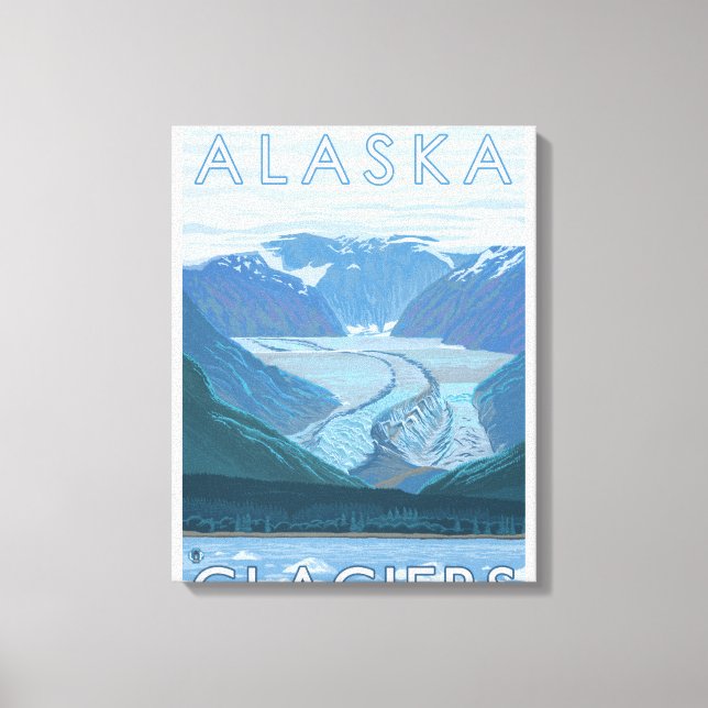 AlaskaLarge Glacier Scene Vintage resor Canvastryck (Framsida)