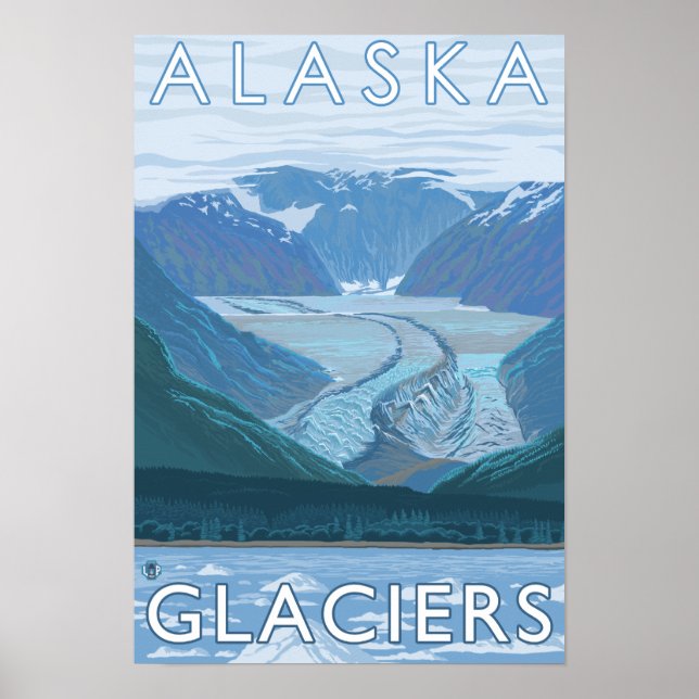 AlaskaLarge Glacier Scene Vintage resor Poster (Framsidan)