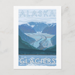AlaskaLarge Glacier Scene Vintage resor Vykort