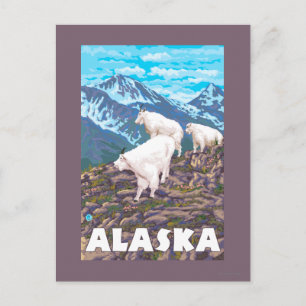AlaskaMountain Goats Vintage resor Poster Vykort