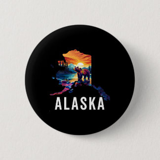 Alaskan Björn Djur Alaska Karta Souvenirer Semeste Knapp