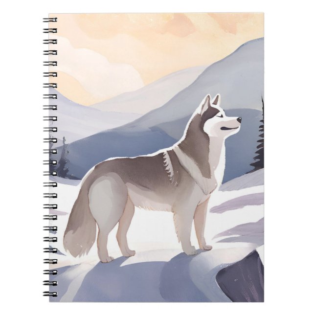 Alaskan Husky | Dog Mountain Watercolor Anteckningsbok (Framsidan)