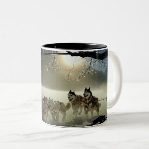 Alaskan Husky Hund Sled Tävling Två-Tonad Mugg