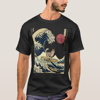 Alaskan Klee Kai Kanagawa Japansk Surfande Våg T Shirt
