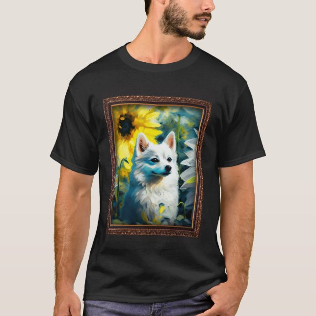 Alaskan Klee Kai Painting Sunflower Flower Mom Wom T Shirt (Framsida)