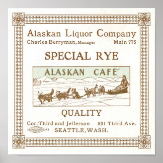 Alaskan Liquor Company Annons Circa 1912 Poster
