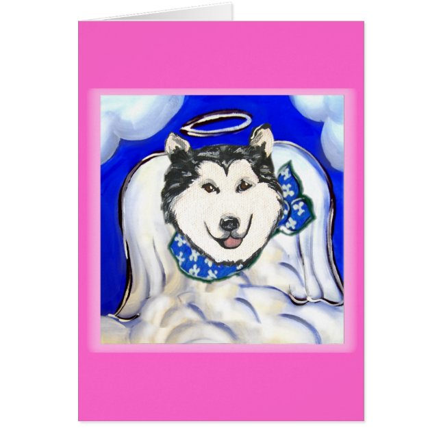 Alaskan Malamute Ängel Hälsningskort (Framsidan)