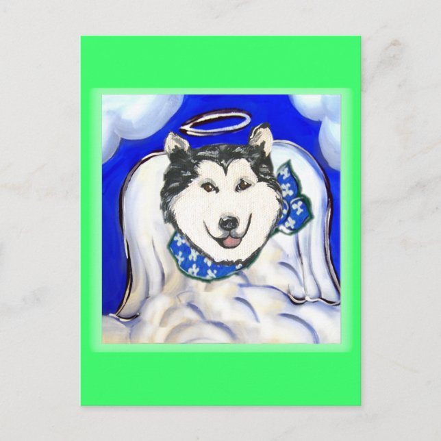 Alaskan Malamute Ängel Vykort (Framsida)