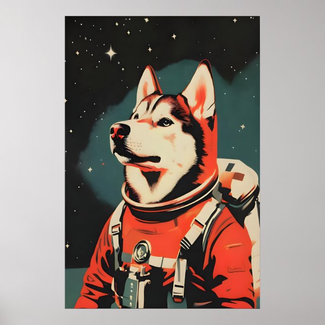 Alaskan Malamute Astronaut Affisch, Alaskan Poster (Framsidan)