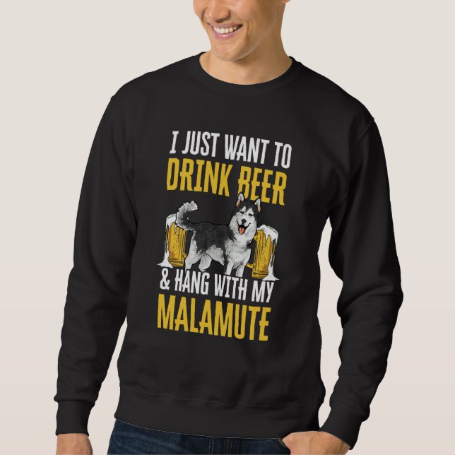 Alaskan Malamute Beer Lång Ärmad Tröja (Framsida)