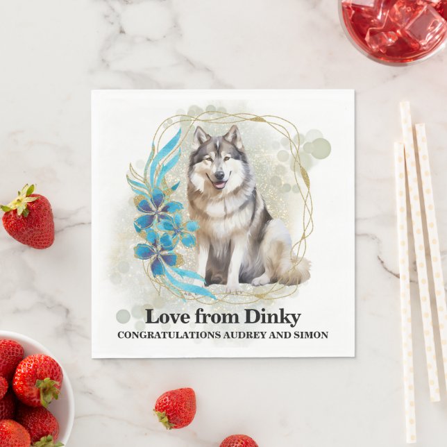 Alaskan Malamute Bröllopsservetter med Foto Pappersservett (Insitu)