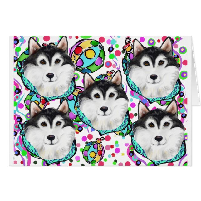 ALASKAN MALAMUTE CHRISTMAS HÄLSNINGSKORT (Framsidan Horizontal)