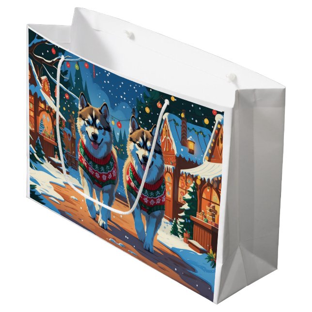 Alaskan Malamute Dogs Christmas Snow Holiday  (Framsidan Vinklad)