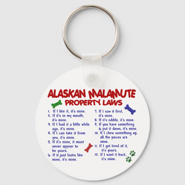 ALASKAN MALAMUTE Egendom LAGSTIFTNING 2 Nyckelring (Framsida)