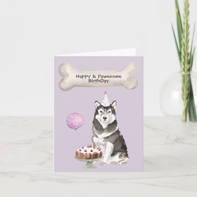 Alaskan Malamute födelsedag Helgkort (Framsida)
