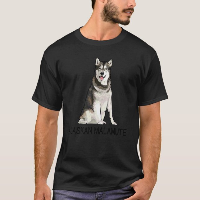Alaskan Malamute Galen Hund T Shirt (Framsida)