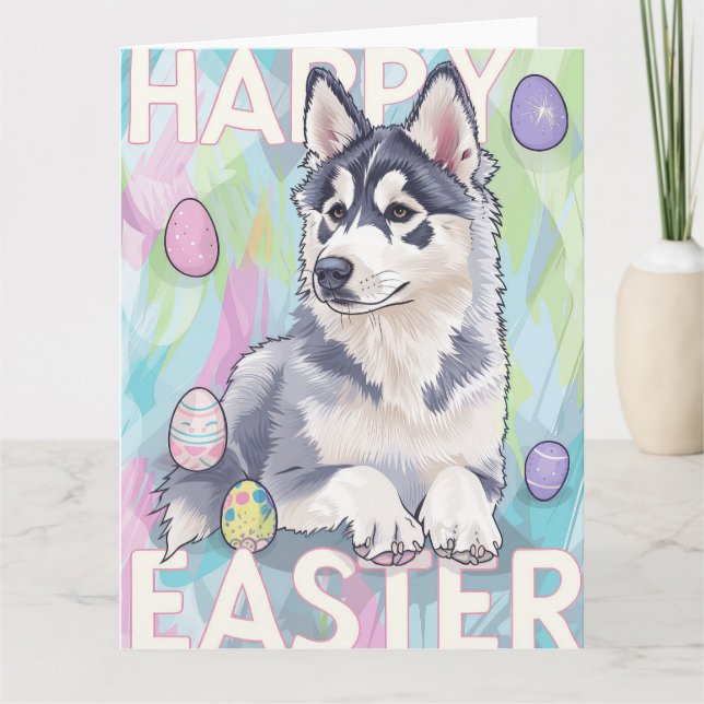 Alaskan Malamute Glad Påsk Kort (Framsida)