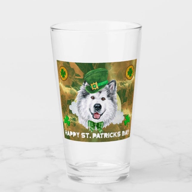 Alaskan Malamute Guld Glad St. Patricks Day Glaskopp (Framsida)