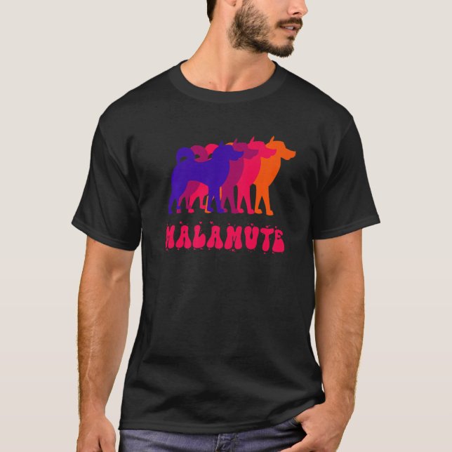 Alaskan Malamute Hund aveln Cute Retro T Shirt (Framsida)