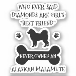 Alaskan Malamute Hund Best Friend Vinyl Klistermärken