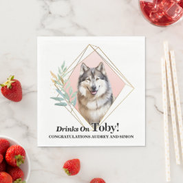 Alaskan Malamute Hund Foto Bröllop Pappersservett