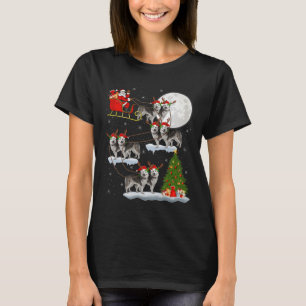 Alaskan Malamute Hund Jultomte Släd Flygande Rolig T Shirt