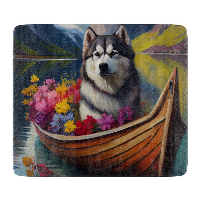 Alaskan Malamute Hund på paddel: Ett naturskönt äv (Framsidan)