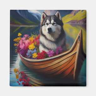 Alaskan Malamute Hund på paddel: Ett naturskönt äv Magnet
