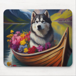 Alaskan Malamute Hund på paddel: Ett naturskönt äv Musmatta