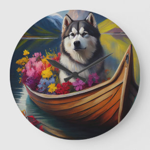 Alaskan Malamute Hund på paddel: Ett naturskönt äv Stor Klocka