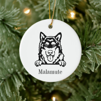 Alaskan Malamute hund personlig husdjursprydnad, C Julgransprydnad Keramik