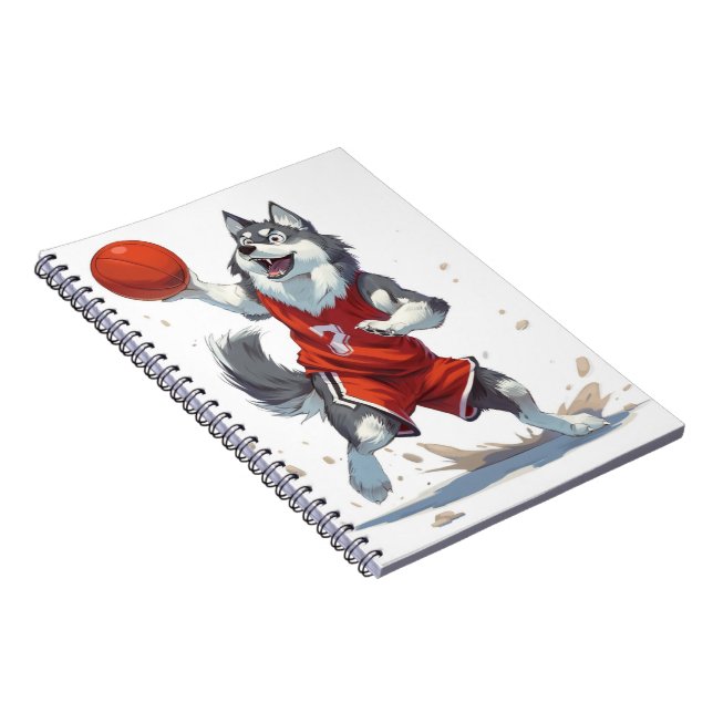 Alaskan Malamute Hund som Spelar Basketboll Anteckningsbok (Högra Sidan)