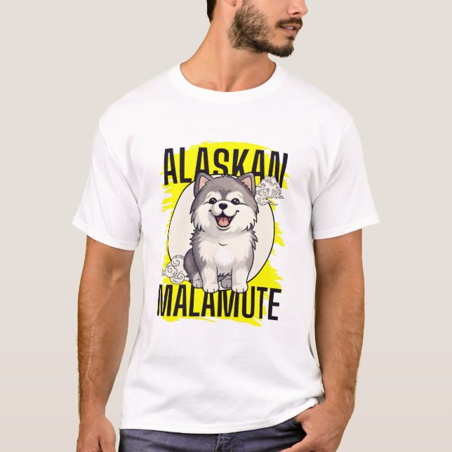 Alaskan Malamute hund T Shirt (Framsida)