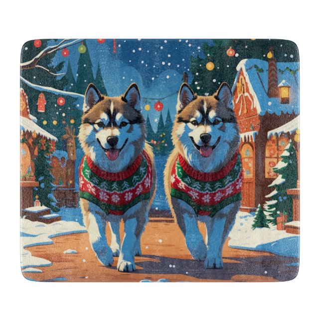 Alaskan Malamute Hundar Jul Snö Högtid  (Framsidan)