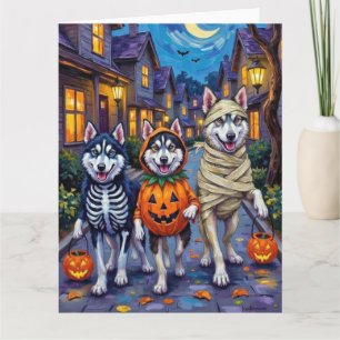 Alaskan Malamute Hundar Trick-or-Treating Hallowee Kort