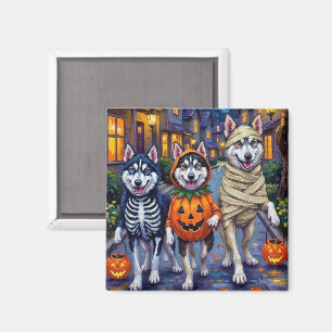 Alaskan Malamute Hundar Trick-or-Treating Hallowee Magnet