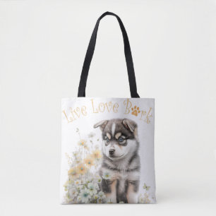 Alaskan Malamute Hundmamma Blommig Tygkasse