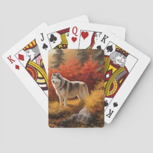 Alaskan Malamute i höstlöv Fall Inspirerad Casinokort