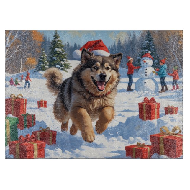 Alaskan Malamute jul Festive Snö Scene (Framsidan)