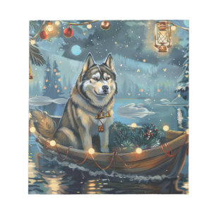 Alaskan Malamute Julfestlig resa Anteckningsblock