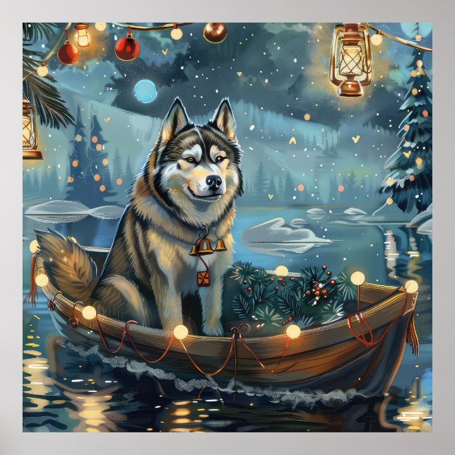 Alaskan Malamute Julfestliga Färd Poster (Framsidan)