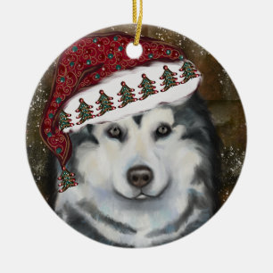 Alaskan Malamute Julgransprydnad Keramik