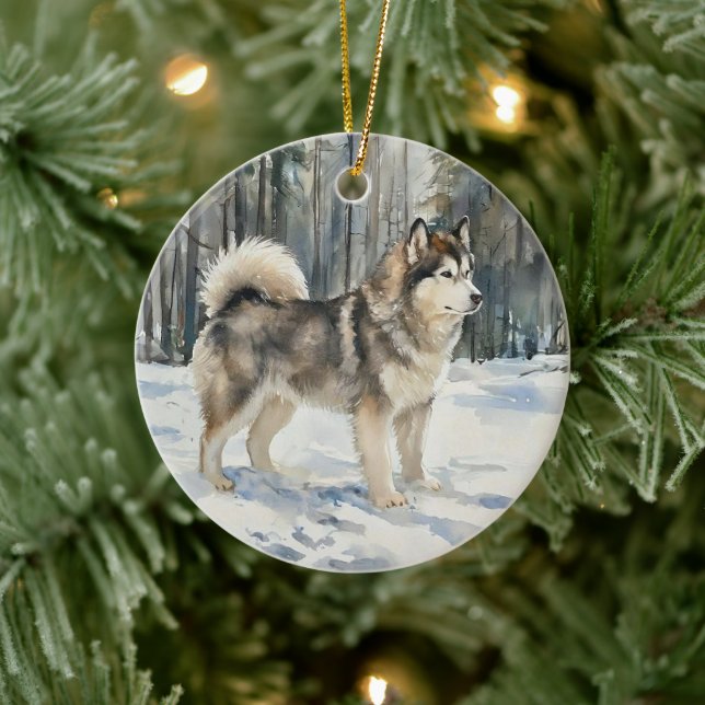 Alaskan Malamute Julgransprydnad Keramik (Träd)