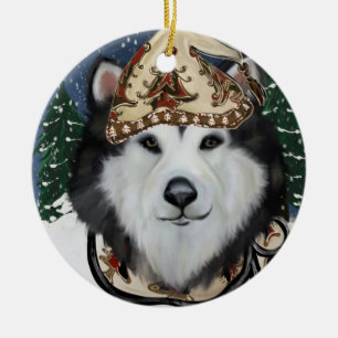 Alaskan Malamute Julgransprydnad Keramik