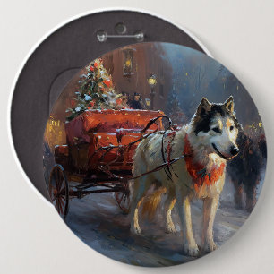 Alaskan Malamute Julhögtid Knapp
