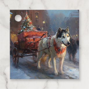 Alaskan Malamute Julhögtidssäsong Gåvor Etiketter